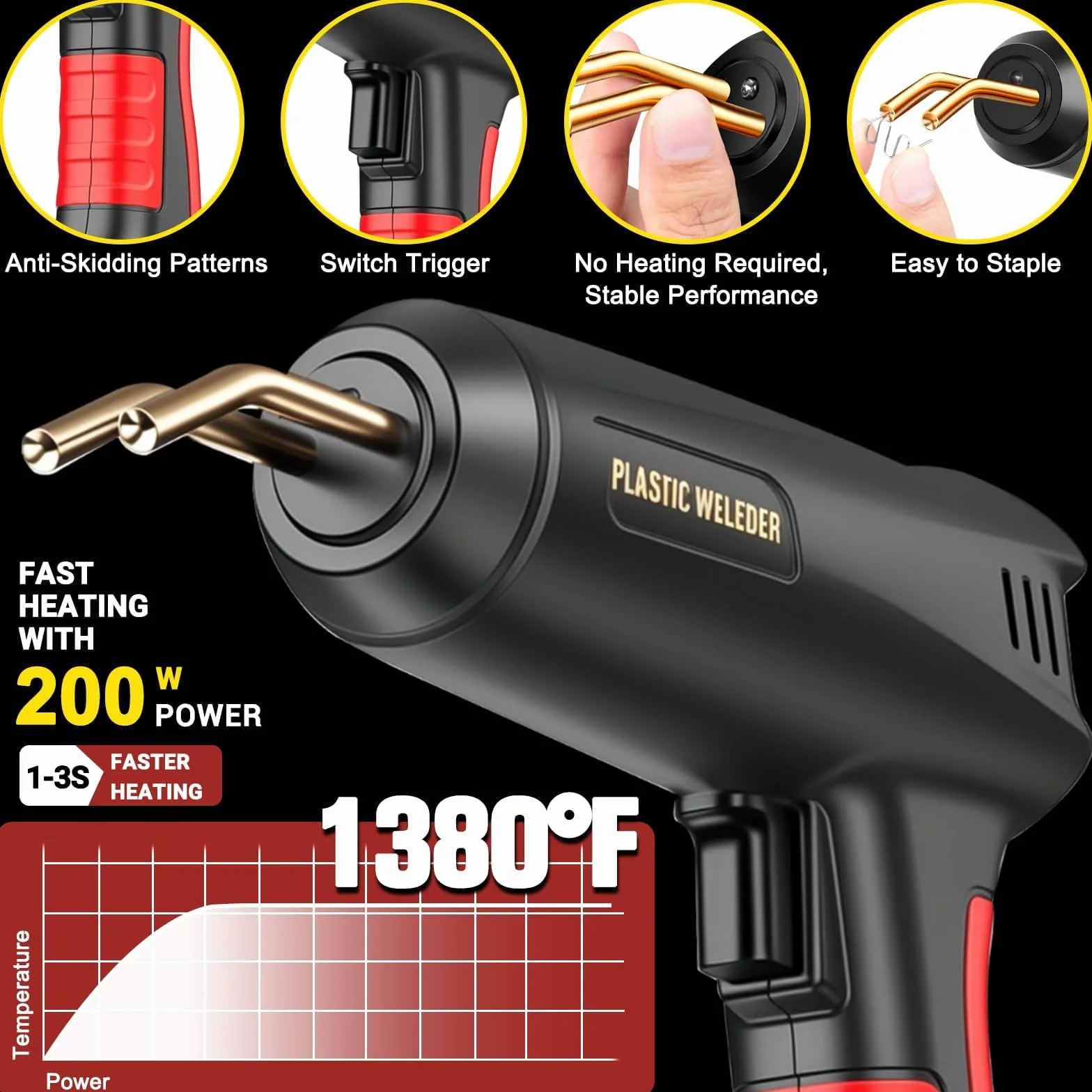 200W Soldador de Plástico,Plástico Soldadura Máquina con 900PCS Grapas,Kit de Reparación de Parachoques de Coche para la Reparación de Piezas de Plástico Automotrices