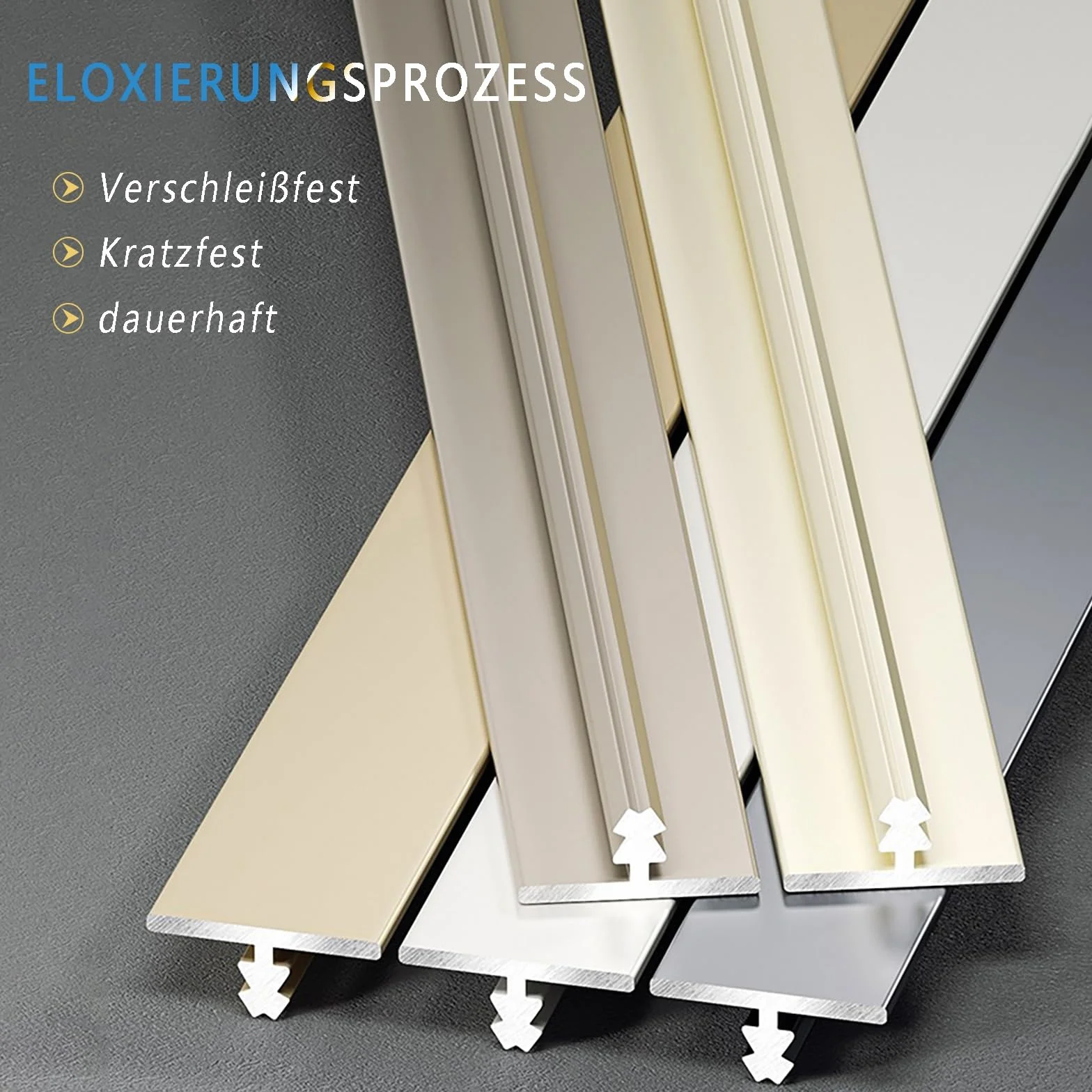Perfil De Transición De Aluminio Anodizado, 3 Piezas De 100cm, Riel Para Compensación De Bordes De Piso, Tiras Para Baldosas Y Laminados, Perfil Para Transición De Suelos Y Terminación(Aprikos