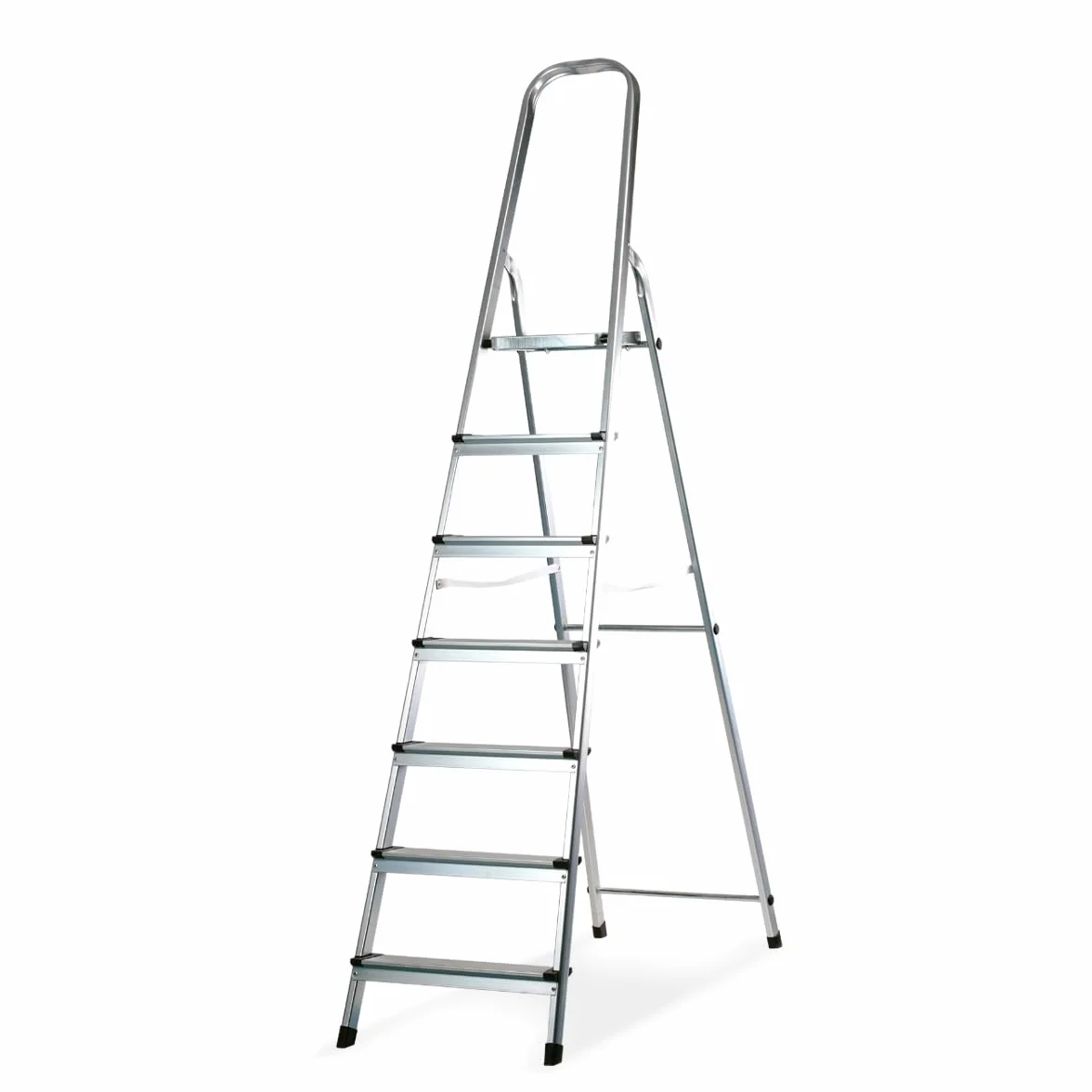 Amig - Escalera Plegable con 7 peldaños - Fabricado en Aluminio - Medida de Peldaños Pequeños 28 cm x 8 cm - Medida de Peldaño Grande 25 cm x 25 cm x 28 cm - Uso Doméstico - Carga Máxima: 150 kg