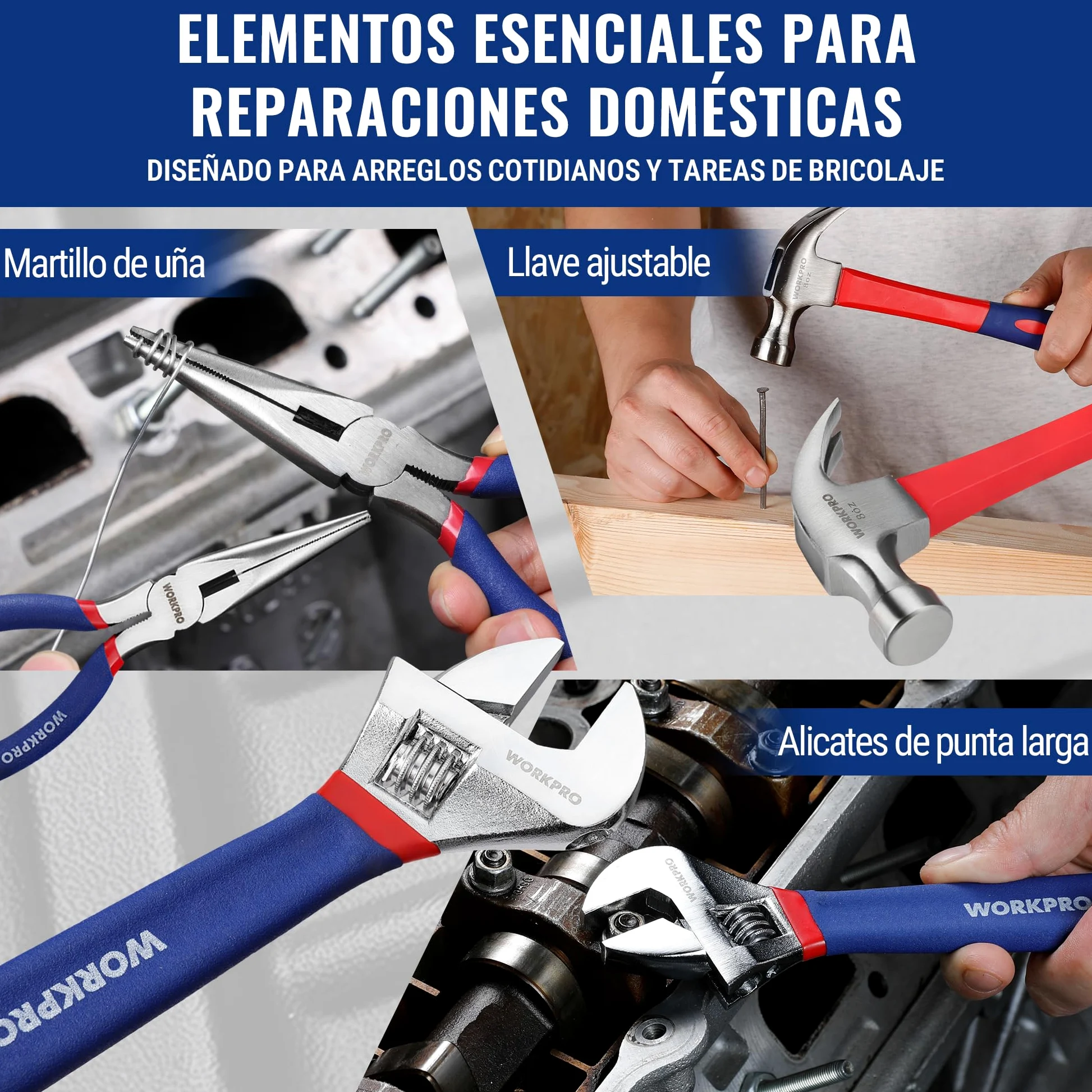 WORKPRO Juego de Herramientas Básicas 100-piezas, Herramientas manuales con Bolsa, Set de Herramientas Profesionales para Bricolaje y Arreglos Diarios
