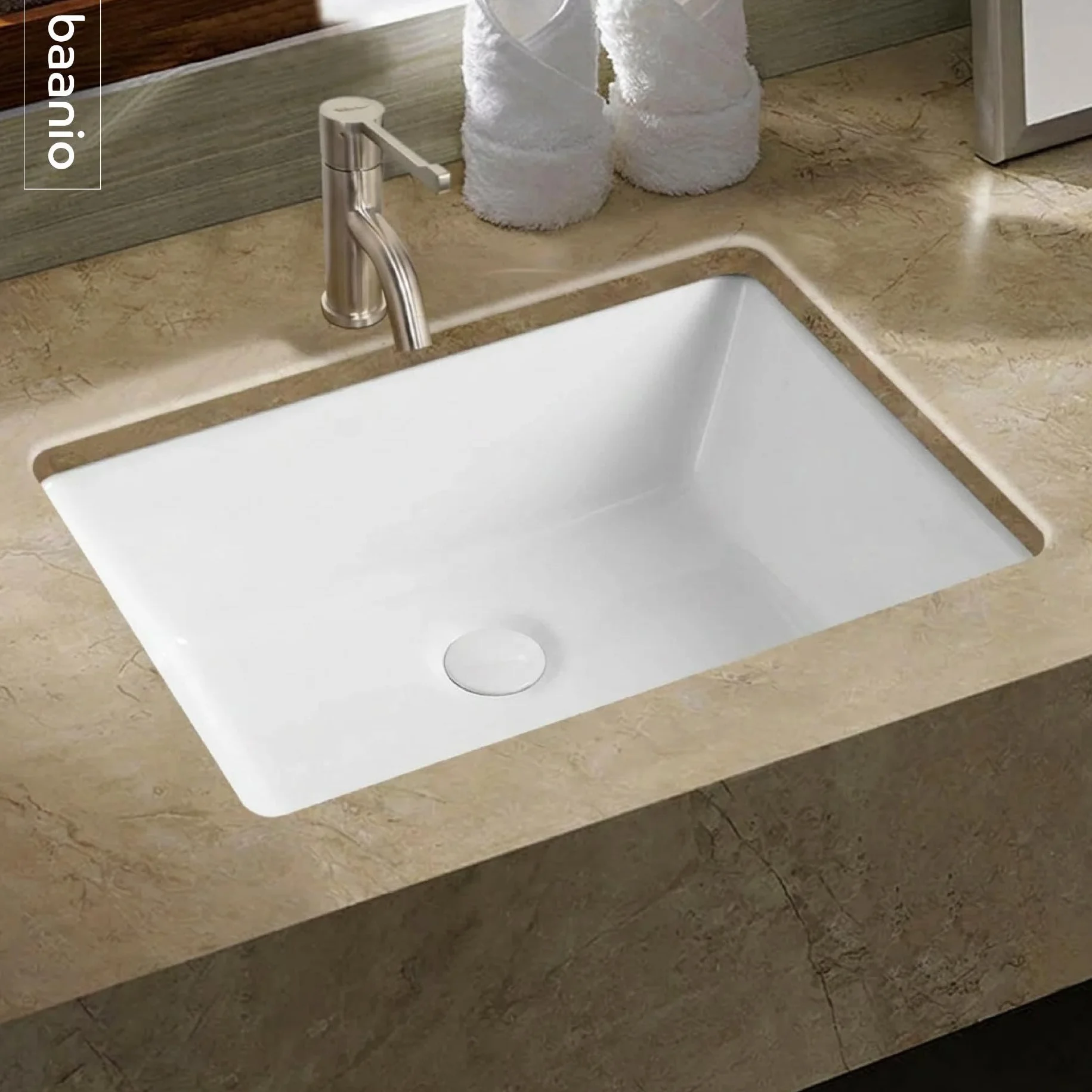 Maro - Lavabo Bajo Encimera 53 cm - Cerámica Blanco Brillo - Con Rebosadero - Certificado CE