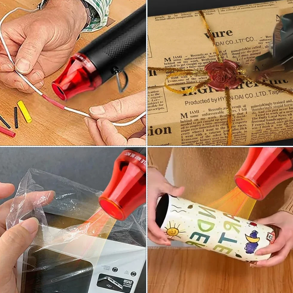 mizikuu Mini Pistola de Calor, 200 ℃ Pistola de Aire Caliente con 328 Tubo Termorretráctil Pistola Térmica para Manualidades, Gofrado, Encogimiento de Calor, Secado de Tinta