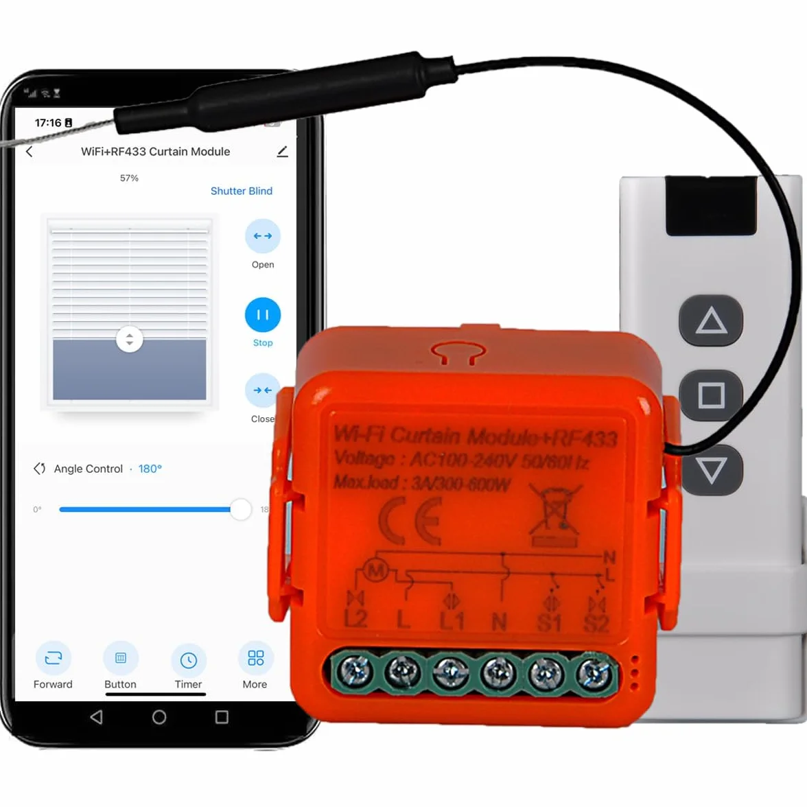 Interruptor de Persiana WiFi con Mandos a Distancia RF, Módulo Receptor 433 MHz, Control de Cortinas Eléctricas, Módulo Control Temporizador, Aplicación Smart