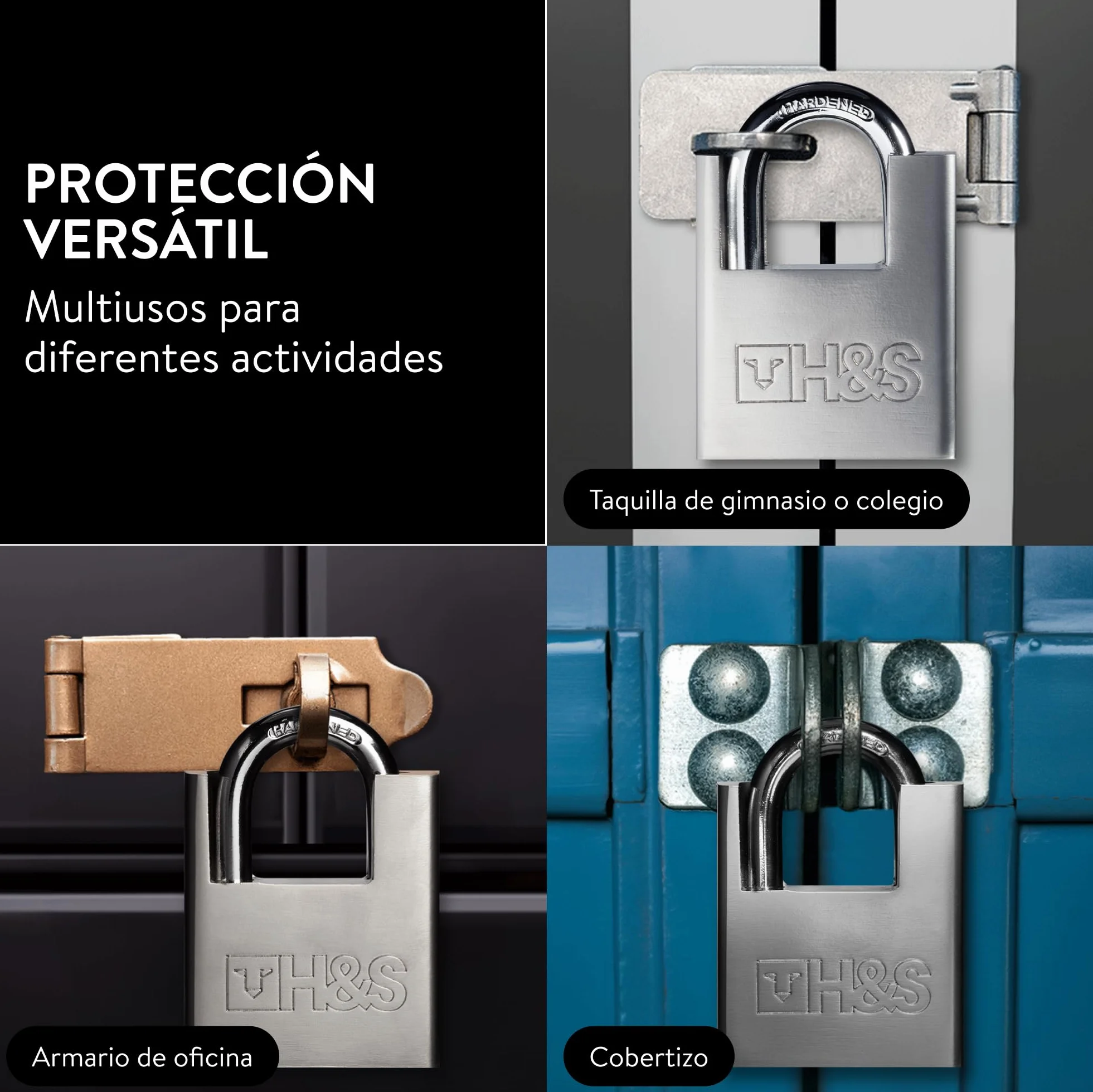 H&S 5 llaves 60 mm Heavy Duty Almacén Contenedor Garaje Contraventana Candado Puerta Cadena Cerradura-Juego de 2