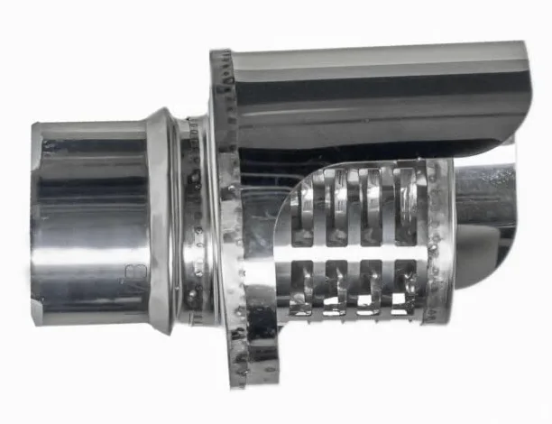 SOMBRERO ANTILLUVIA HORIZONTAL EXOJO PARA ESTUFA PELLET FABRICADO EN ACERO INOXIDABLE (80 Milímetros Diámetro)
