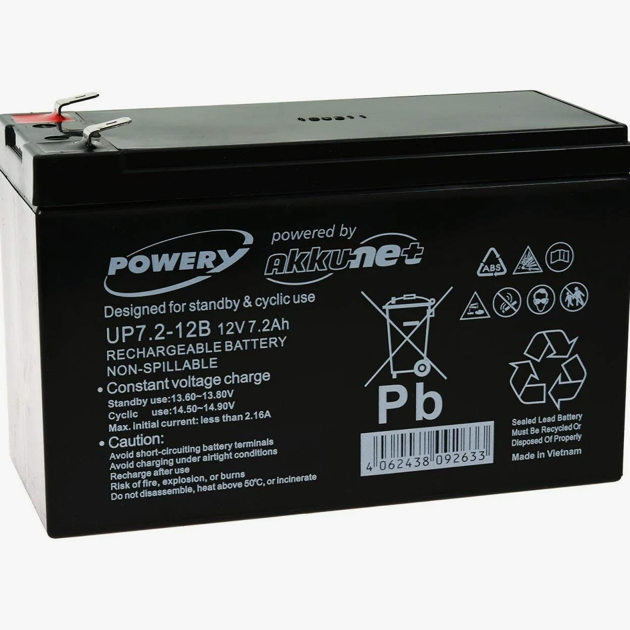 Powery Batería de Gel 12V 7,2Ah