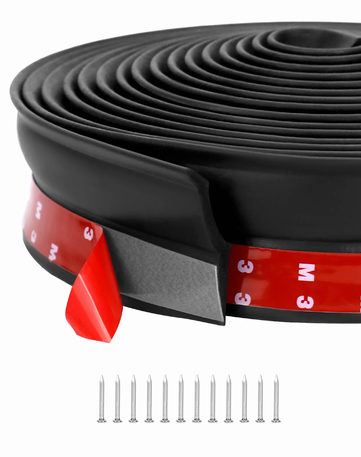 QWORK® Junta para puerta de garaje de 6 m, junta de goma para puerta de garaje, para protección de hojas, suciedad y intemperie, con clavos