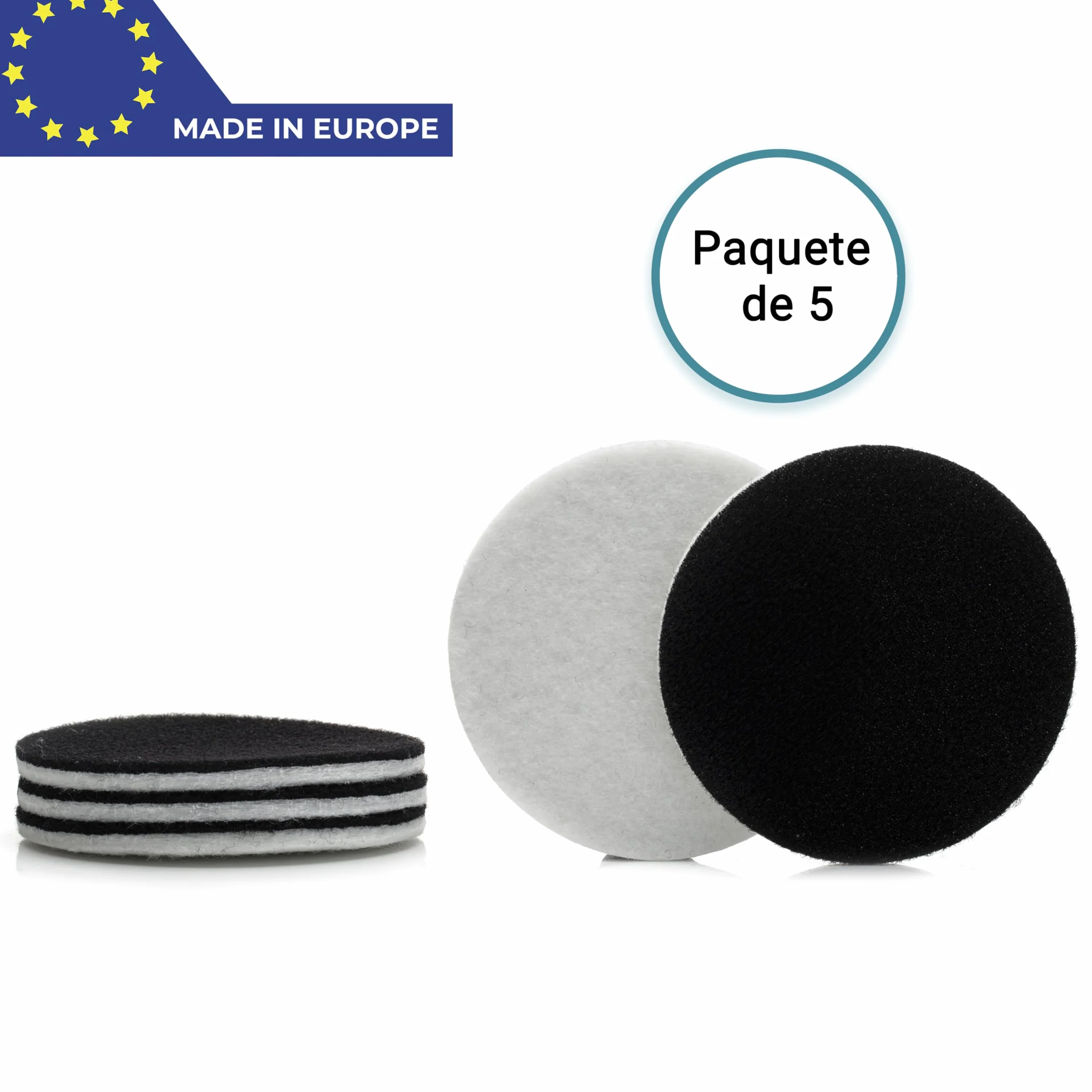 Glass polish - 5 pulgadas (125 mm) de terciopelo respaldo de la almohadilla de fieltro para pulir (paquete de 5 discos) un agarre adicional para el pulido de vidrio, plástico, metal, mármol