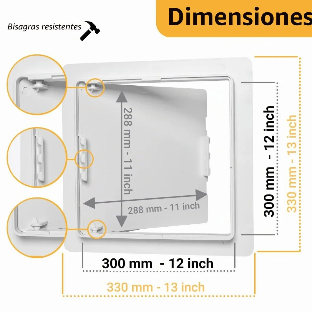 Proxinova 300x300mm Puertas de contadores, Plástico ABS, Gabinete y caja de fusibles, Paneles Ocultacion Cuadro Electrico, cables, medidores, tuberías, Queda al ras de la superficie