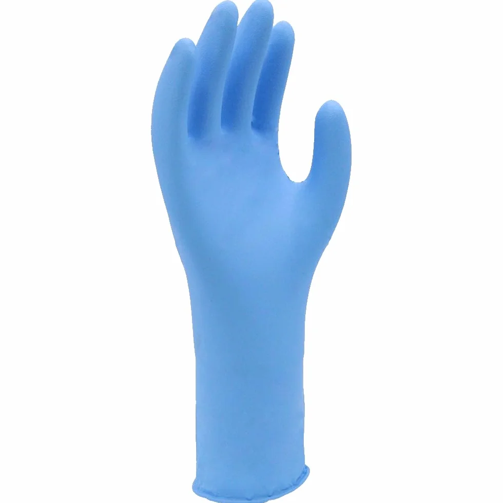 SHOWA 7585PF, Nitrilo - Versátil, Sin polvo, Aprobado para alimentos, Guantes de un solo uso, Azul, Caja de 500 guantes, talla mediana