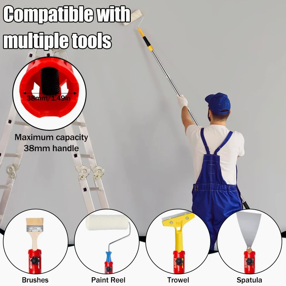 1.7m Poste de Extensión de Pincel de Pintura Herramienta Extensor de Pincel Pintura de Múltiples Angulos Soporte de Extensión de Pincel para Techos Altos Paredes Esquinas de Escaleras