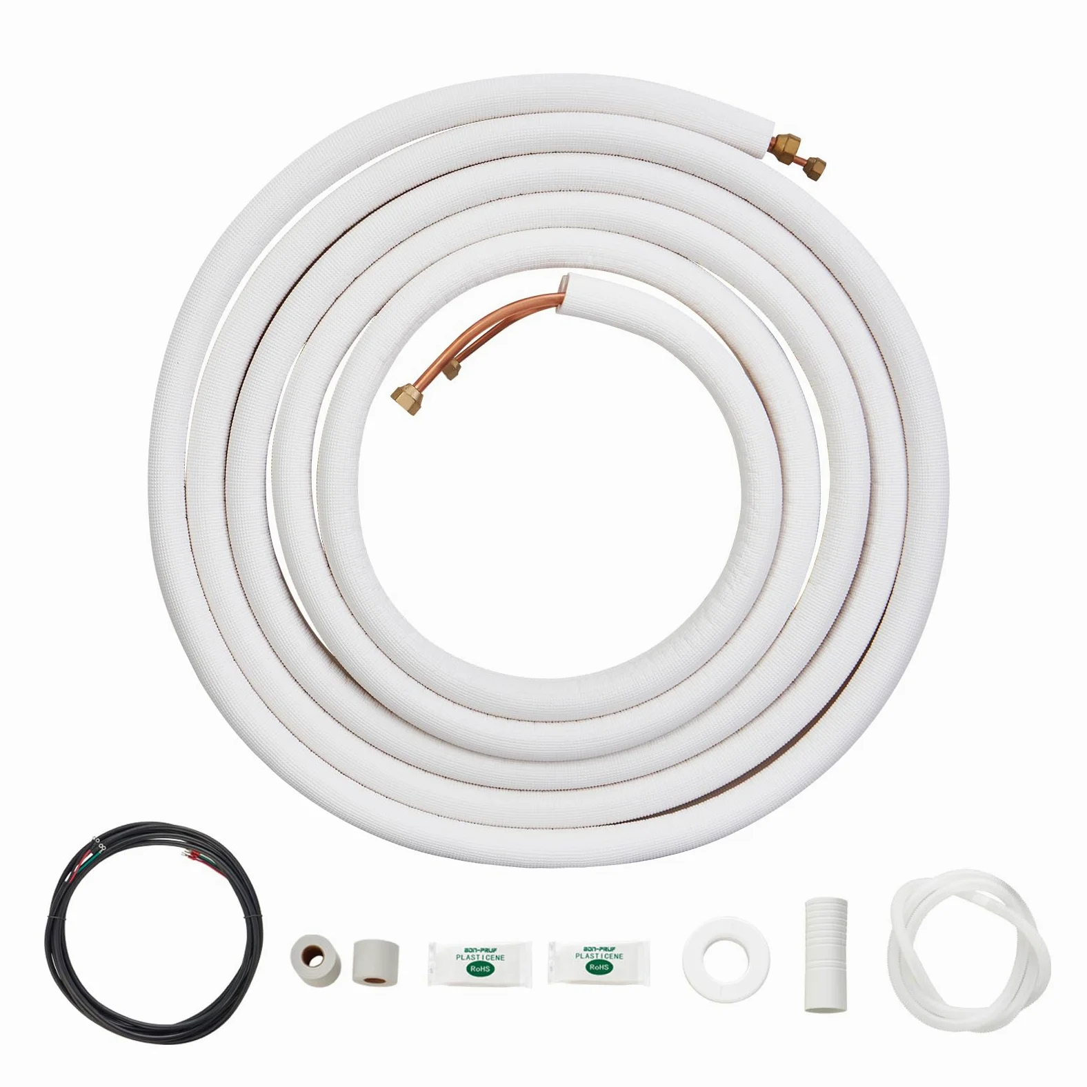 VEVOR Juego de mini línea dividida de 7620 mm, tubos de cobre de 6.4 y 9.5 diámetro exterior y aislamiento de triple capa, para equipos de bomba de aire acondicionado o calefacción y HVAC con