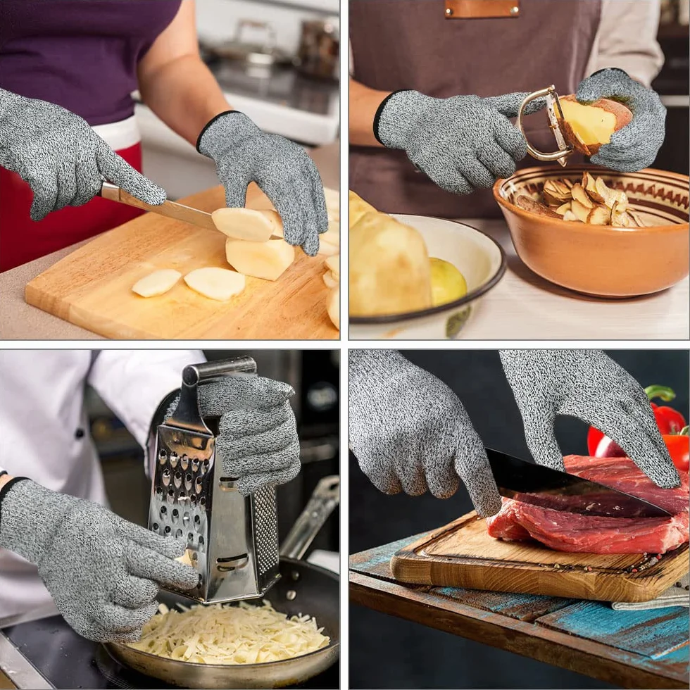 Flintronic Guantes Anticortes Nivel 5 (1 par), Resistentes al Corte, EN 388 Calidad Alimentaria, Protección para Cuchillos, Tallar Madera (M)