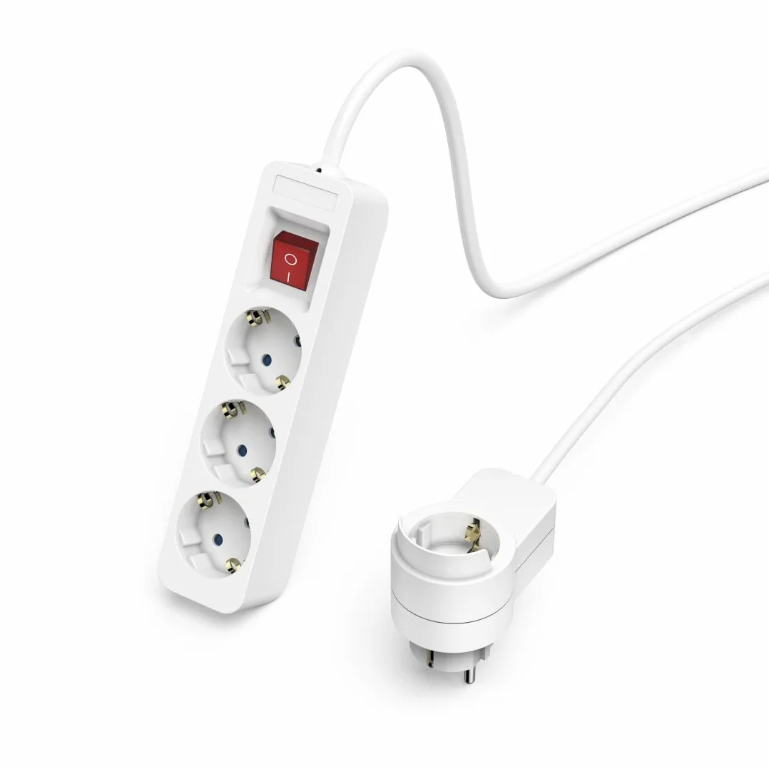 Hama regleta 3 enchufes interruptor toma adicional 1,4 m blanca