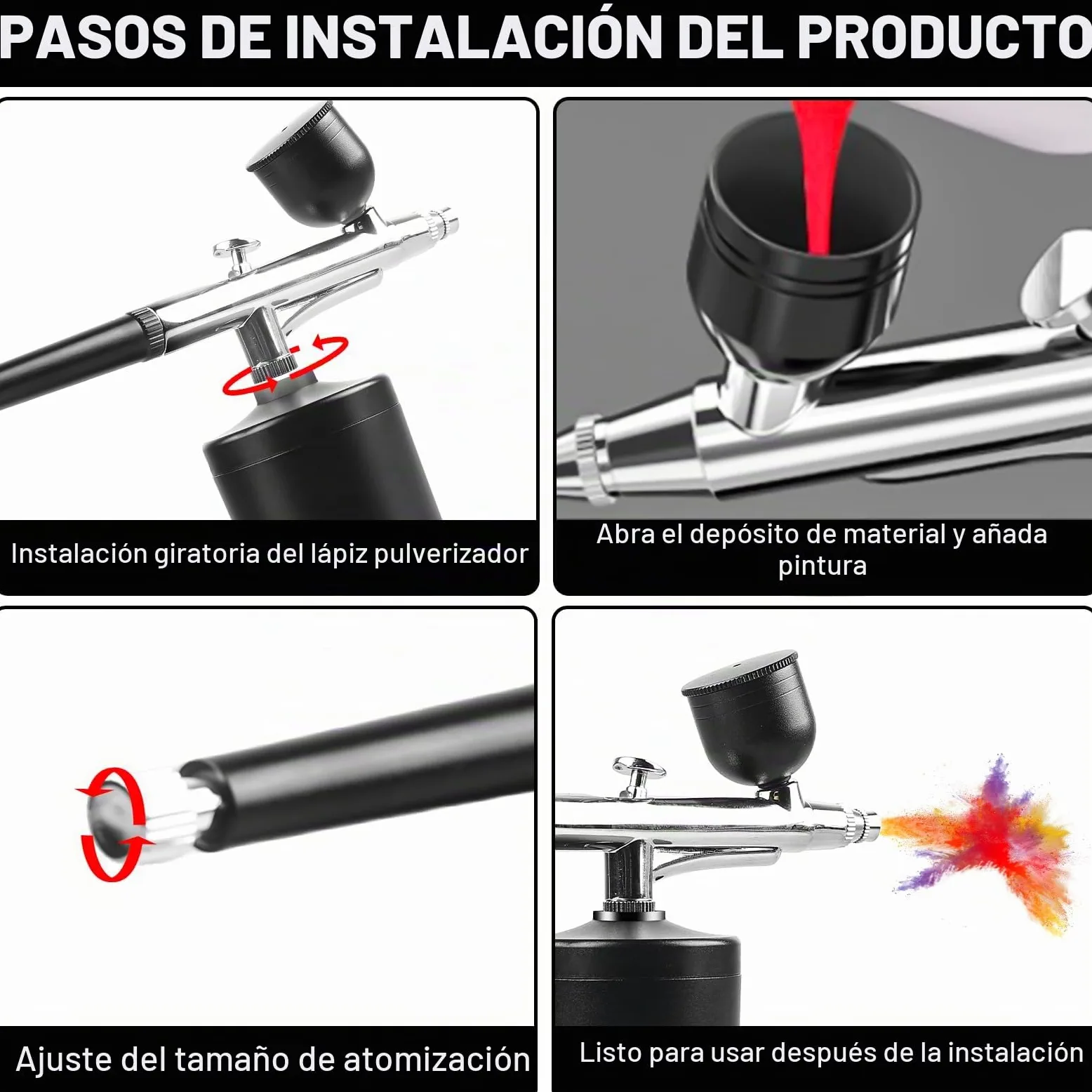 Juego de aerógrafo portátil, con compresor recargable, pistola de aerógrafo de mano para decoración de uñas, maquillaje, decoración de pasteles, tatuajes, pintura facial y pistola aerógrafo, juego de