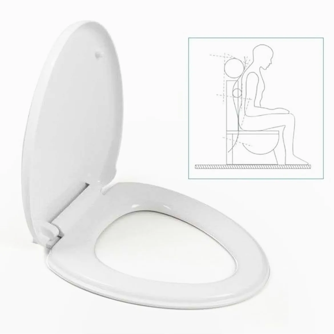 Tapa WC Universal con Cierre Suave, Asiento de Inodoro, Blanco,41x35cm. (Pequeña)