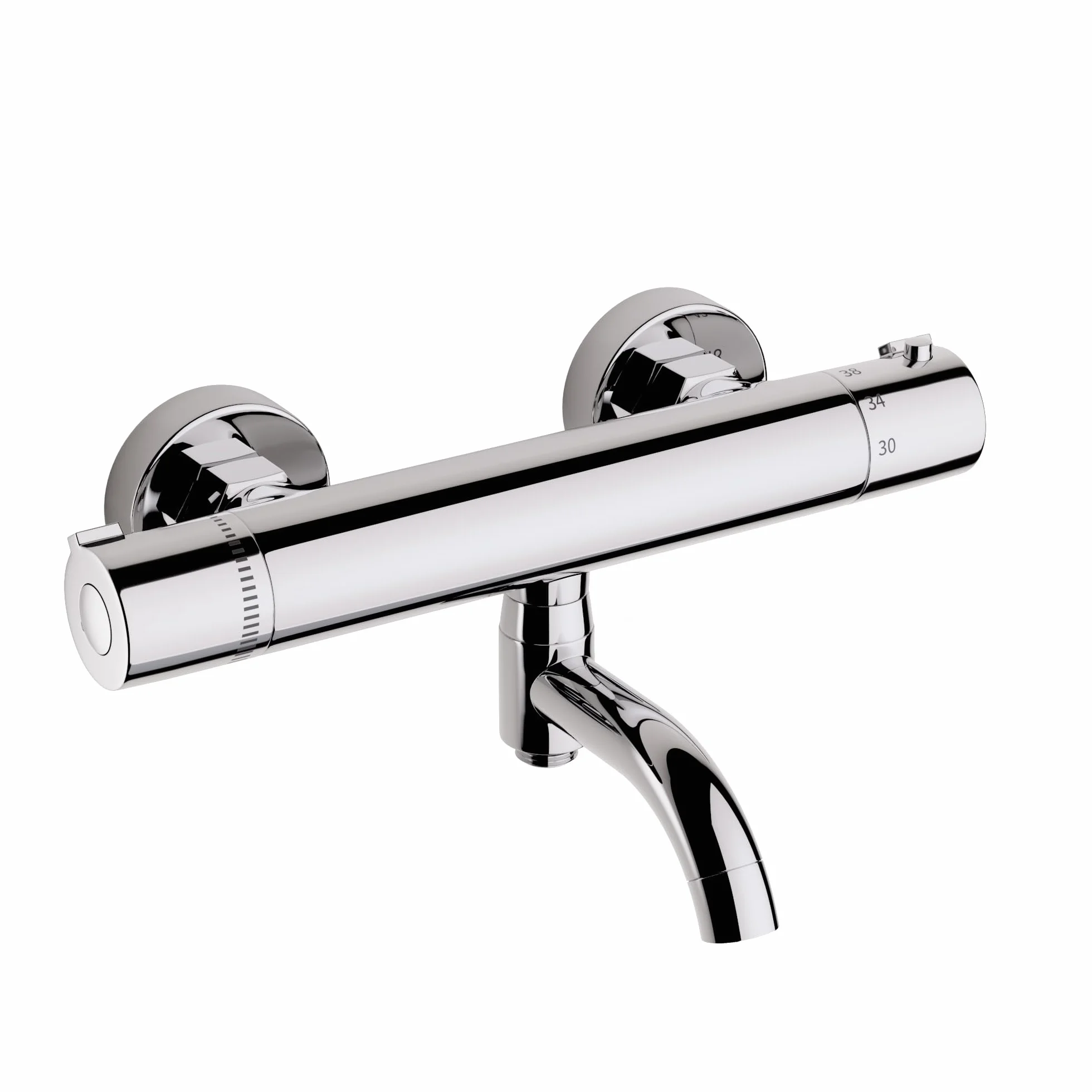 MORADO Mezclador de ducha termostático, grifo de ducha termostático, válvula de mezcla de agua con control de temperatura, latón, acabado cromado, montado en la pared