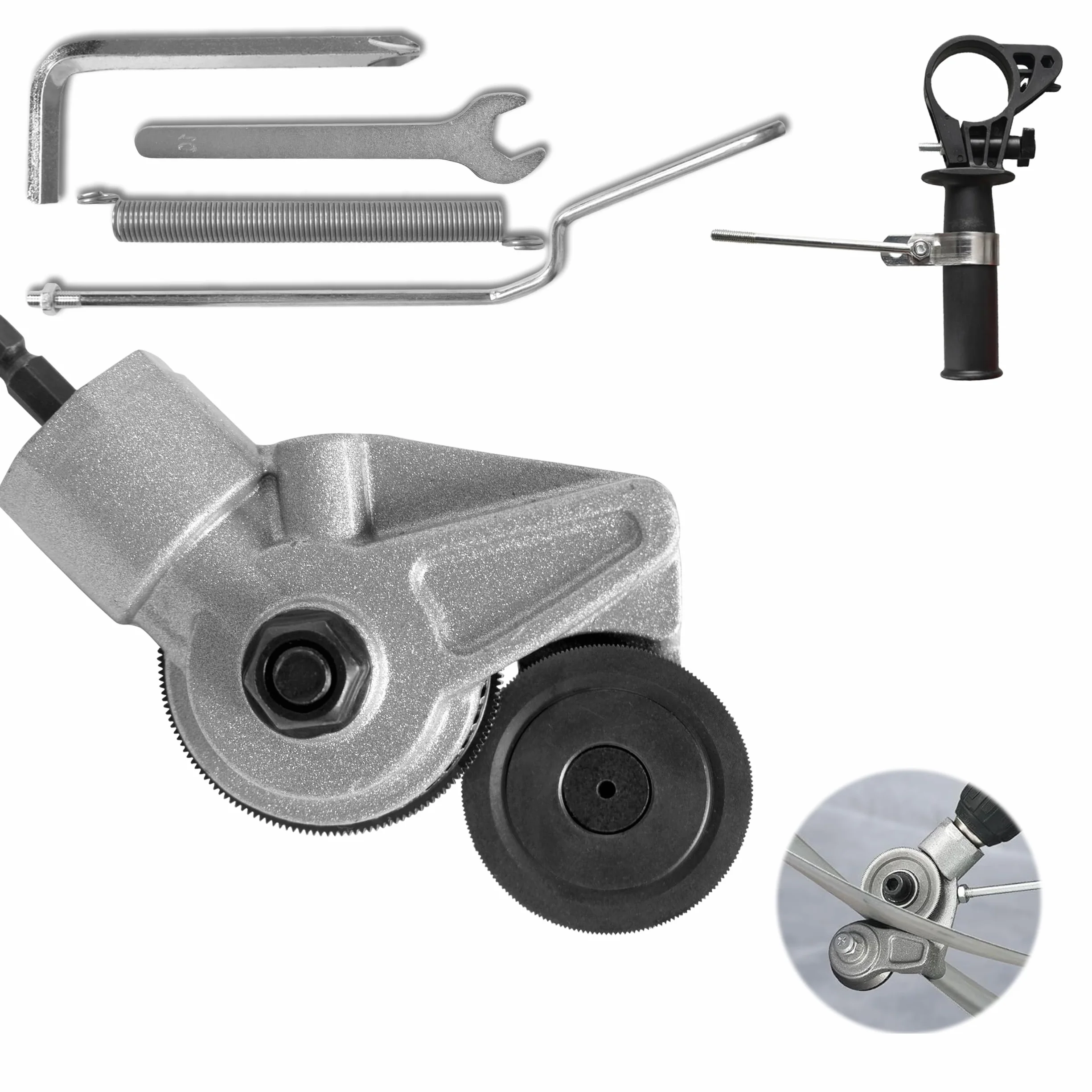 Placa de taladro eléctrico, tijeras de metal, accesorio de taladro, tijeras de taladro, cortador eléctrico multiusos, hoja de cabezal de corte doble segura para corte de metal (mejorada, universal)