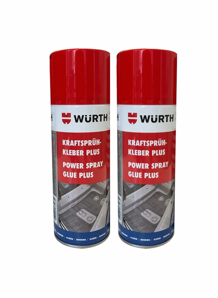 Würth Plus Potente adhesivo en aerosol 2 x 400 ml, adhesivo pulverizador extrafuerte