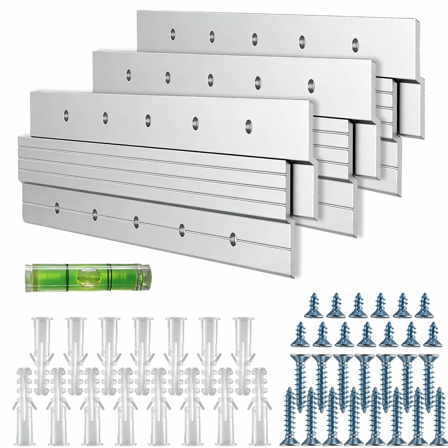 3 Pares Soportes Aleación de aluminio 30 Cm Capacidad carga de hasta 36 kg Soporte Espejo Pared con Encaje Mutuo Z Clip Gancho Z para Objetos Pesados Espejos Paneles Estanterías Marcos