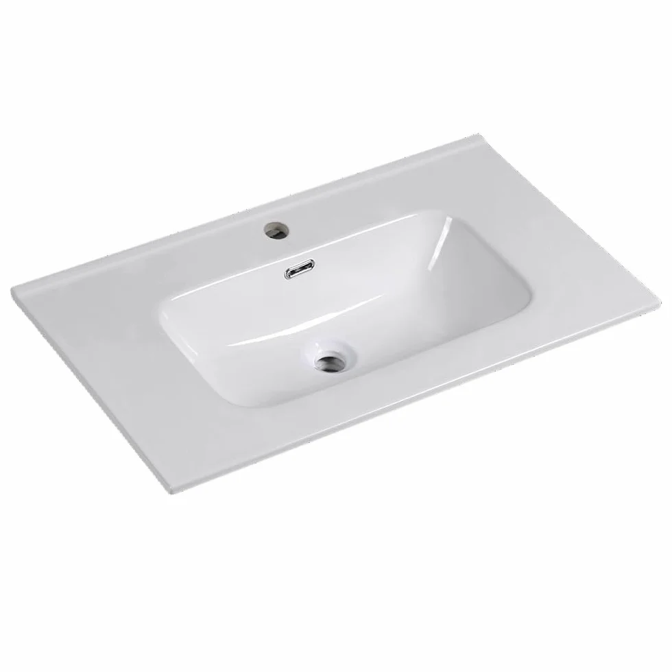 Lavabo De Porcelana Para Baño rectangular 81 cm x 46 cm COS acabado blanco brillo fabricado en porcelana