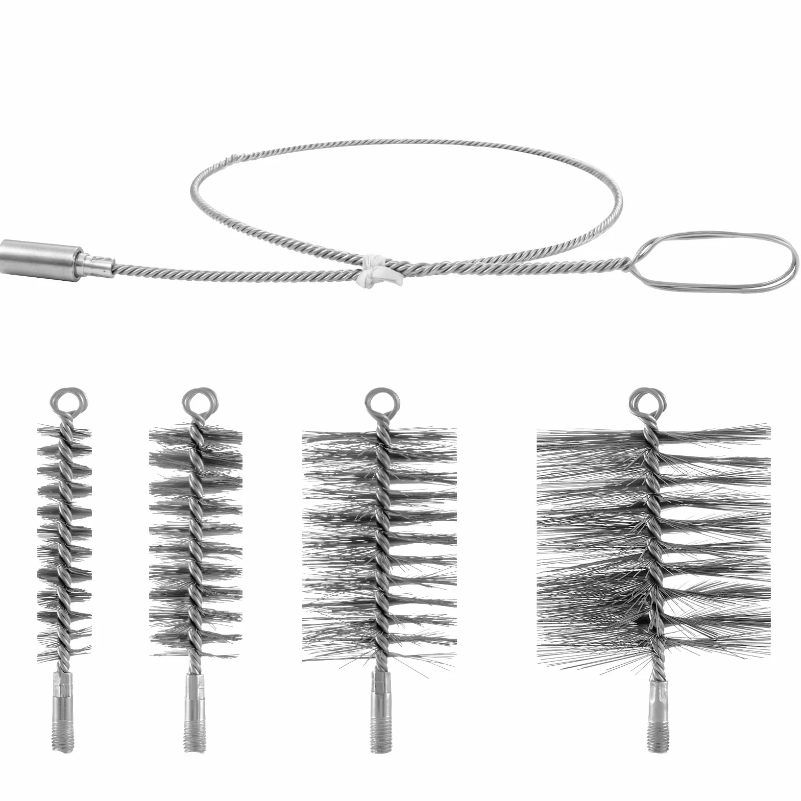4 Piezas Cepillo de Caldera Kit, Diámetro 30/50/80/150mm con 1 Metro Extensor, Cepillo de Limpieza para Chimeneas para Limpiar Chimeneas Tubos de Horno y Tubos Humo