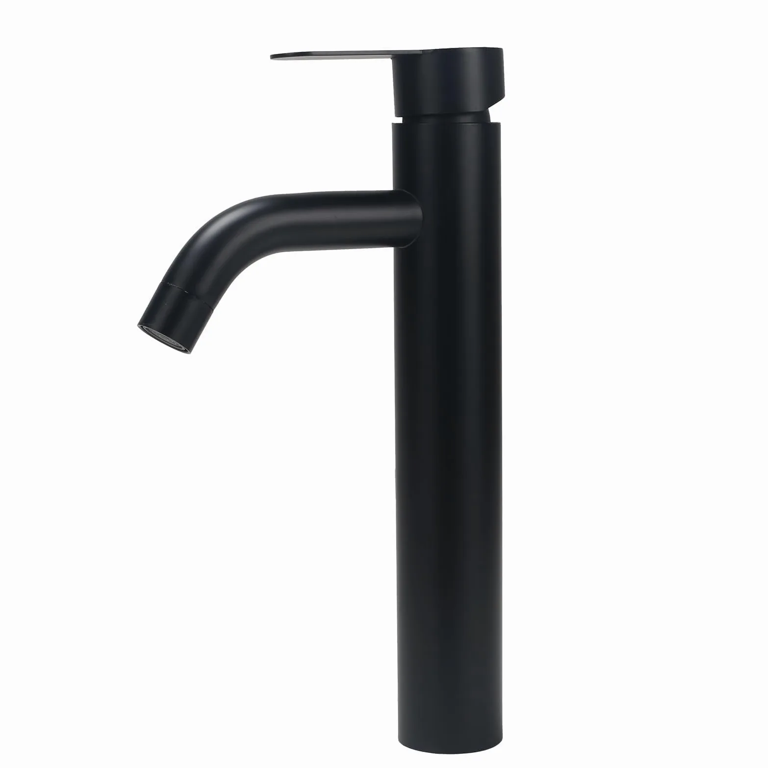 Grifo de Lavabo Alto Negro de Acero Inoxidable Cromo Monomando Baño Control de Agua Fría Y Caliente