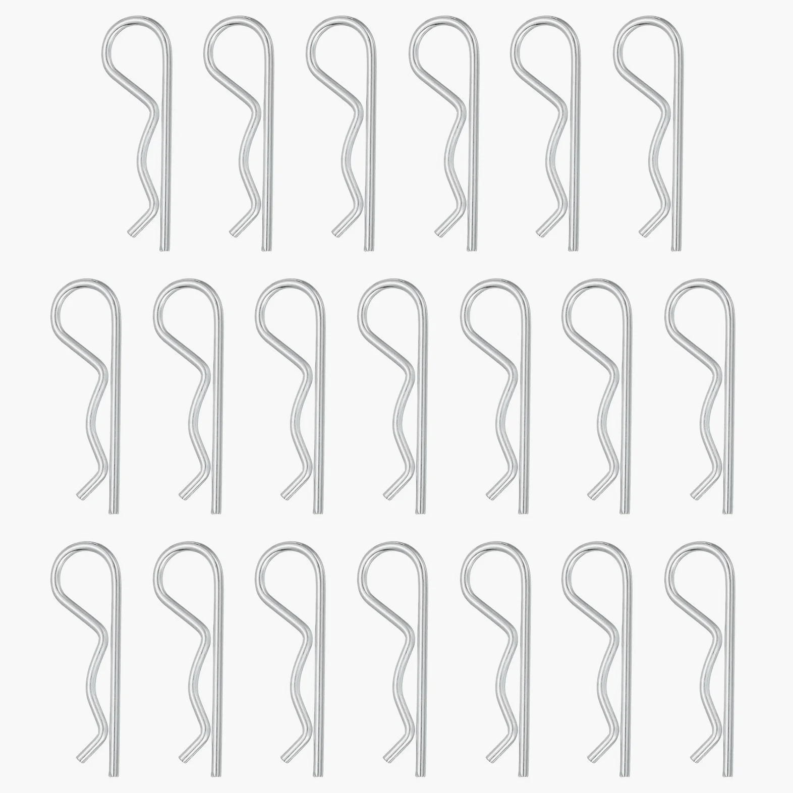 QUARKZMAN 50 Pcs Pasador De Enganche, 3mm x 65mm Pasadores R De Acero Al Carbono Kit De Accesorios De Pasadores De Retención Para Remolques Tractores Carritos Cortacéspedes, Plateado