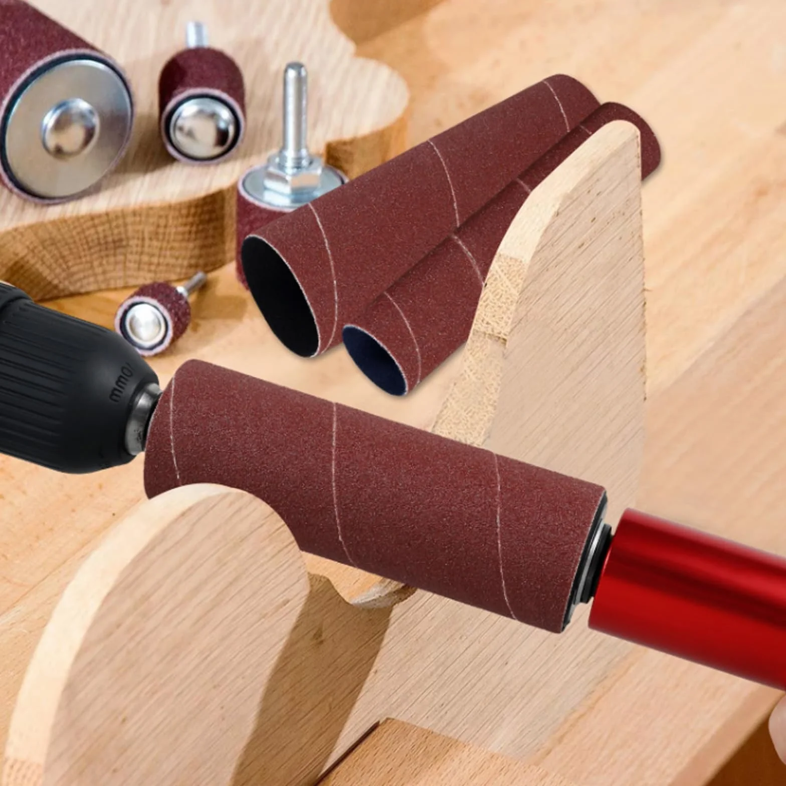 Juego De Tambor De Lijado De Goma, 14PCS Mandril De Lijado De 1,5 Adaptador De Lijadora De Husillo Manguitos De Lijado Rodillos De Lijado Accesorios Juego De Tambor De Lijado De Mano Para Taladros