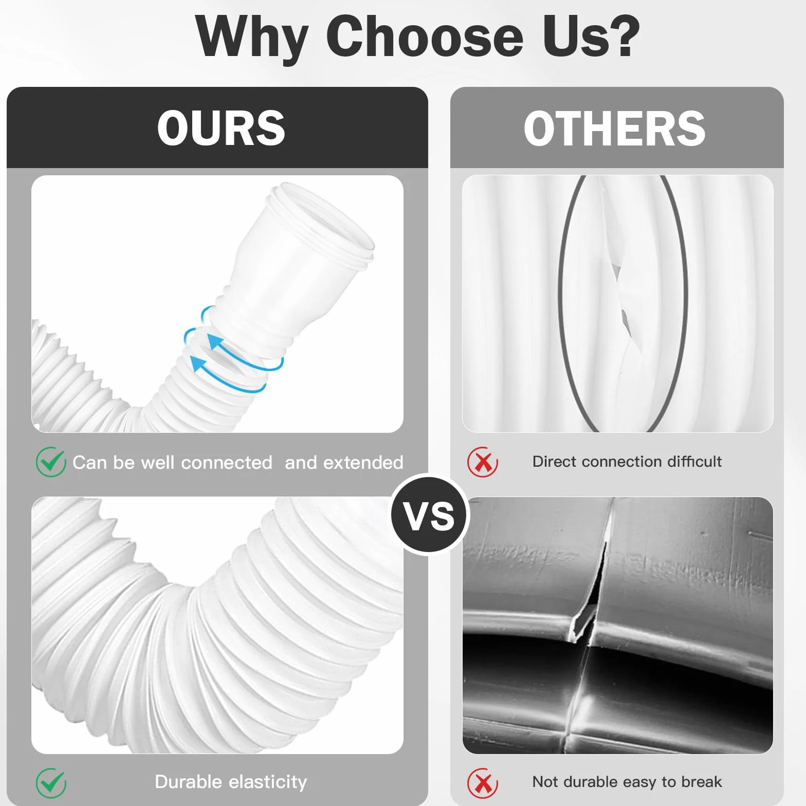 1 pieza de extensión flexible para canalones y bajantes, 80/100 mm extensible para canalon de 47 a 150 cm, extensión canalones pvc para lluvia tejado, blanco