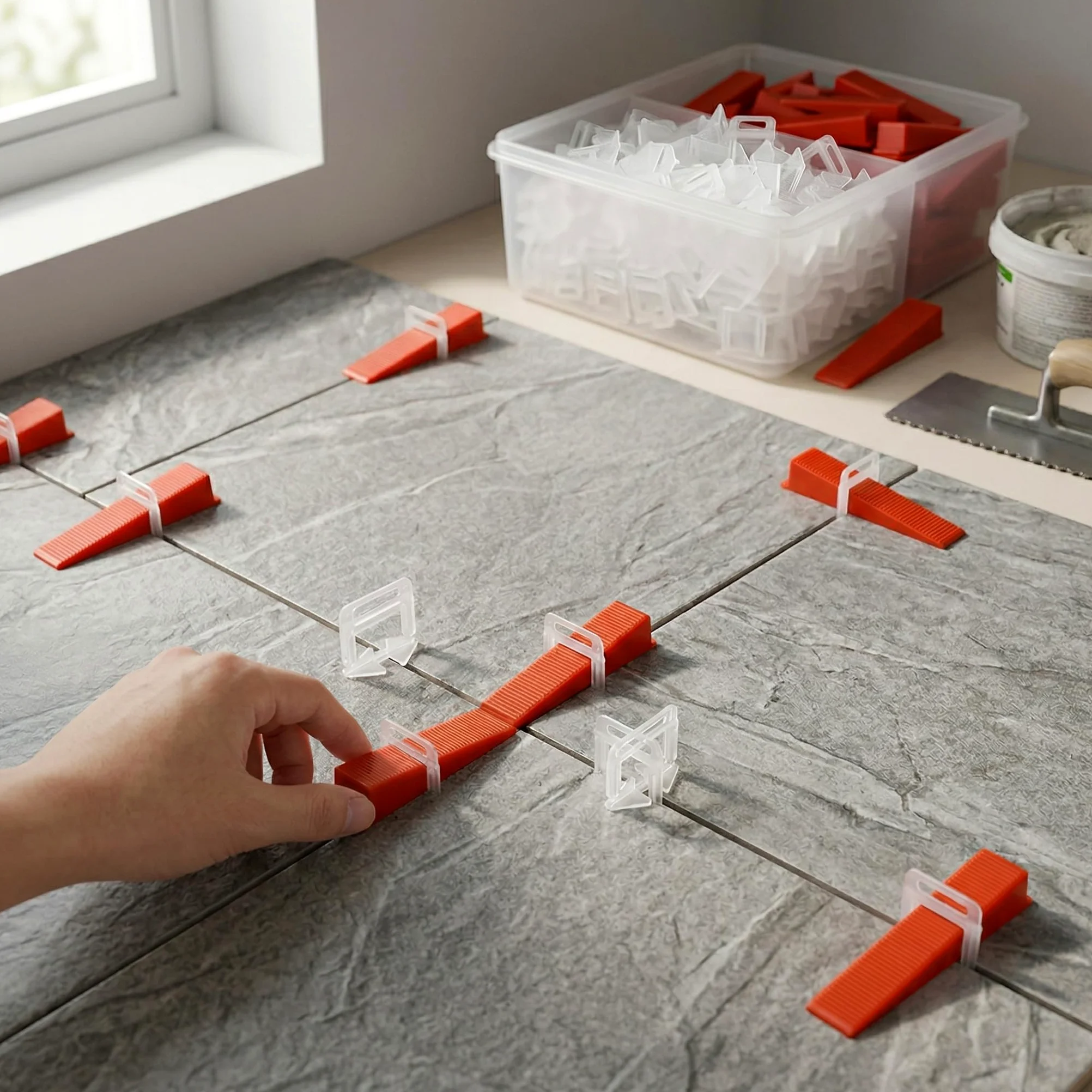 Sistema de Nivelación para Azulejos 600 Unidades, Herramienta de Nivelación para Cerámica, Cuñas para Azulejos y Base para Colocar Azulejos, Reutilizable, para Suelo y Paredes 2.0mm