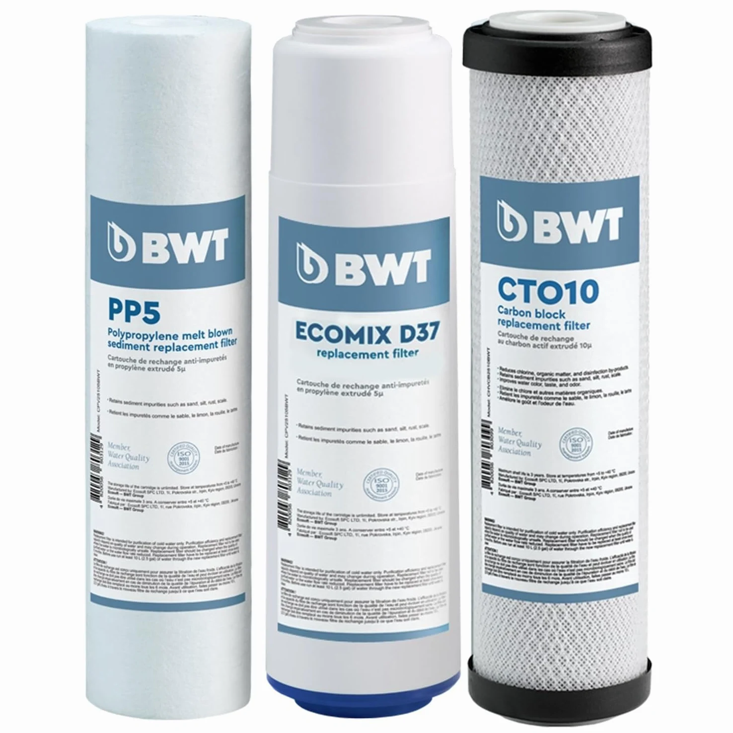 Juego de prefiltros de repuesto para el sistema de ósmosis inversa estándar BWT 75GPD, tanto para sistemas con bomba como sin bomba