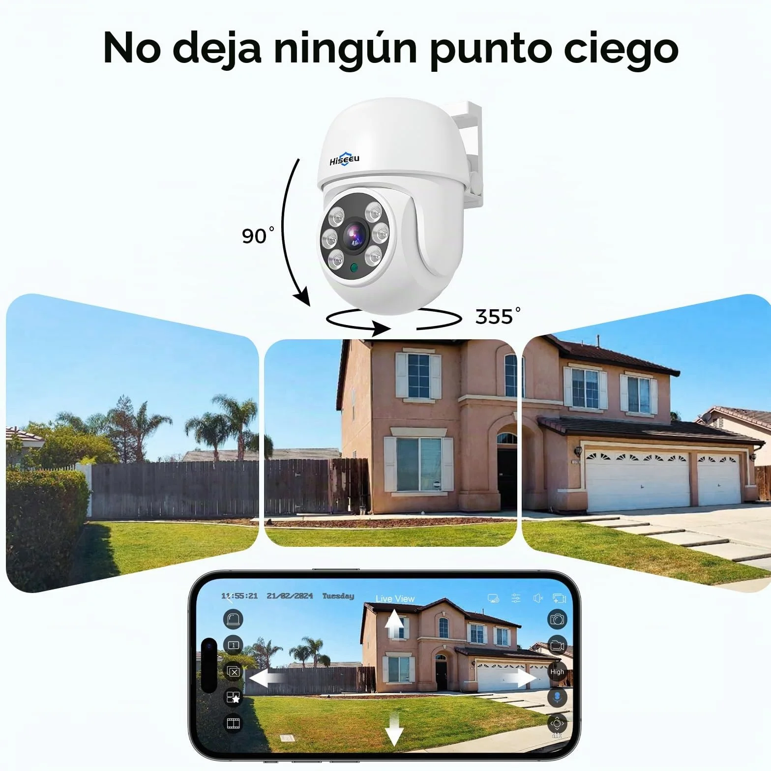 Hiseeu 5MP Kit Camara de Vigilancia WiFi Exterior, PTZ Cámara de Seguridad, 4X Camara IP y 10CH NVR,Detección y Seguimiento, Visión Nocturna en Color 1TB HDD