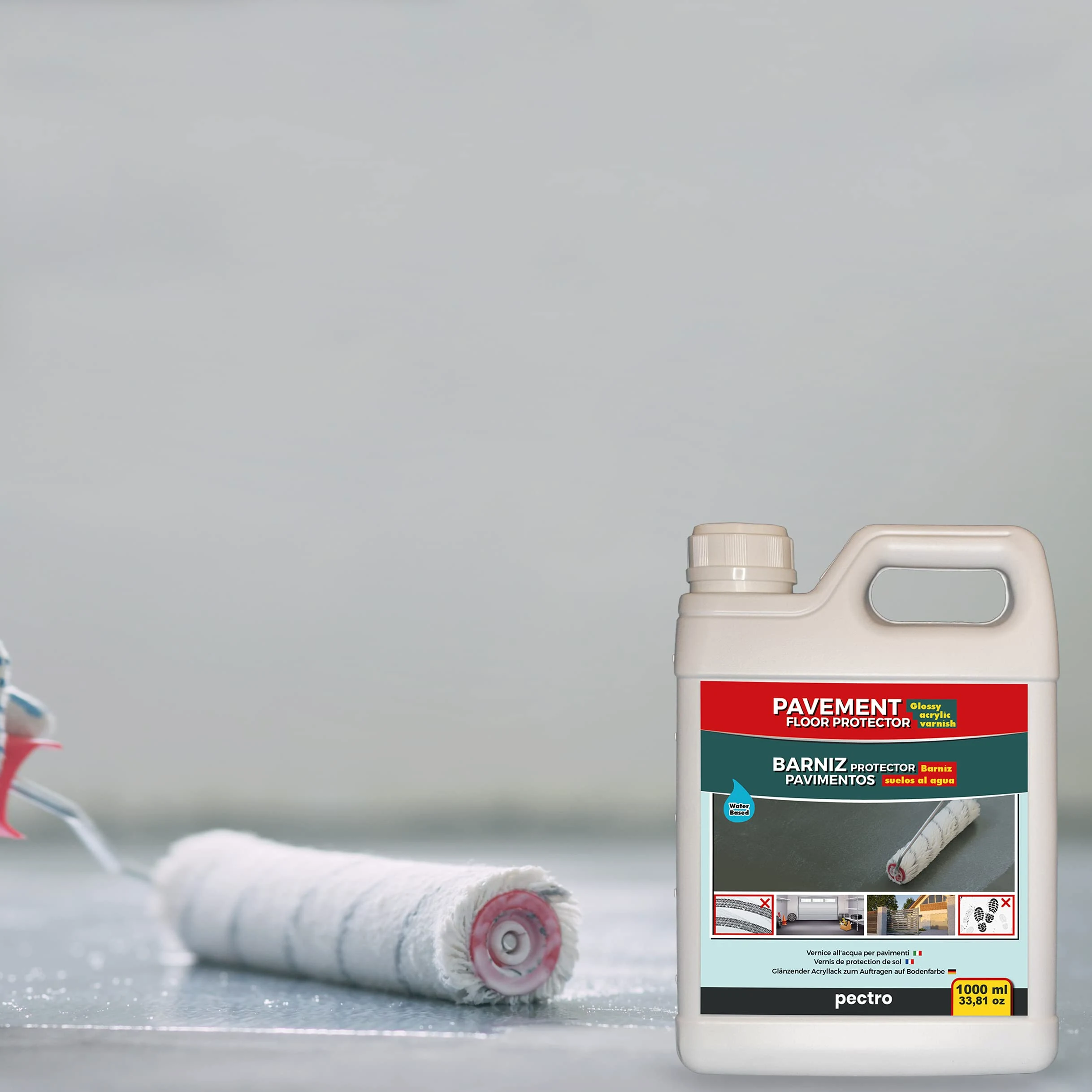 PECTRO Barniz Protector para Suelos de Garaje y Pavimentos Pintados 1000 ml | Protege la pintura frente a manchas y pisadas, evita marcas de neumáticos, apto para garajes, suelos y pistas deportivas