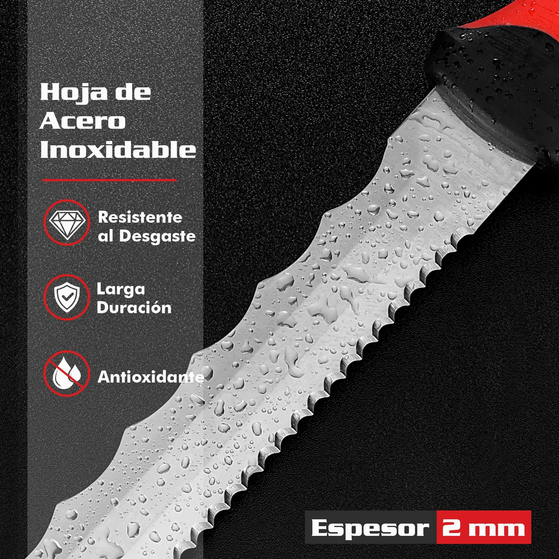 Goldblatt Cuchillo para Aislamiento, Hoja de Acero Inoxidable de 20 cm, Cuchillo de Aislamiento de Doble Cara, para Cortar Materiales Aislantes como Lana Mineral, Lana de Vidrio y Lana de Roca