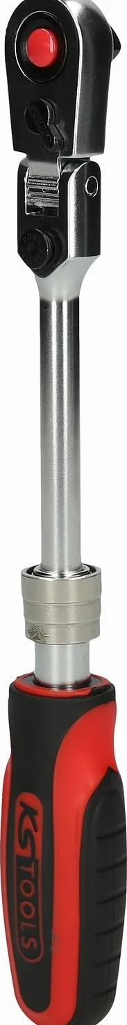 KS Tools 914.1420 Carraca reversible telescópica y articulada SlimPOWER de 1/4", 72 dientes