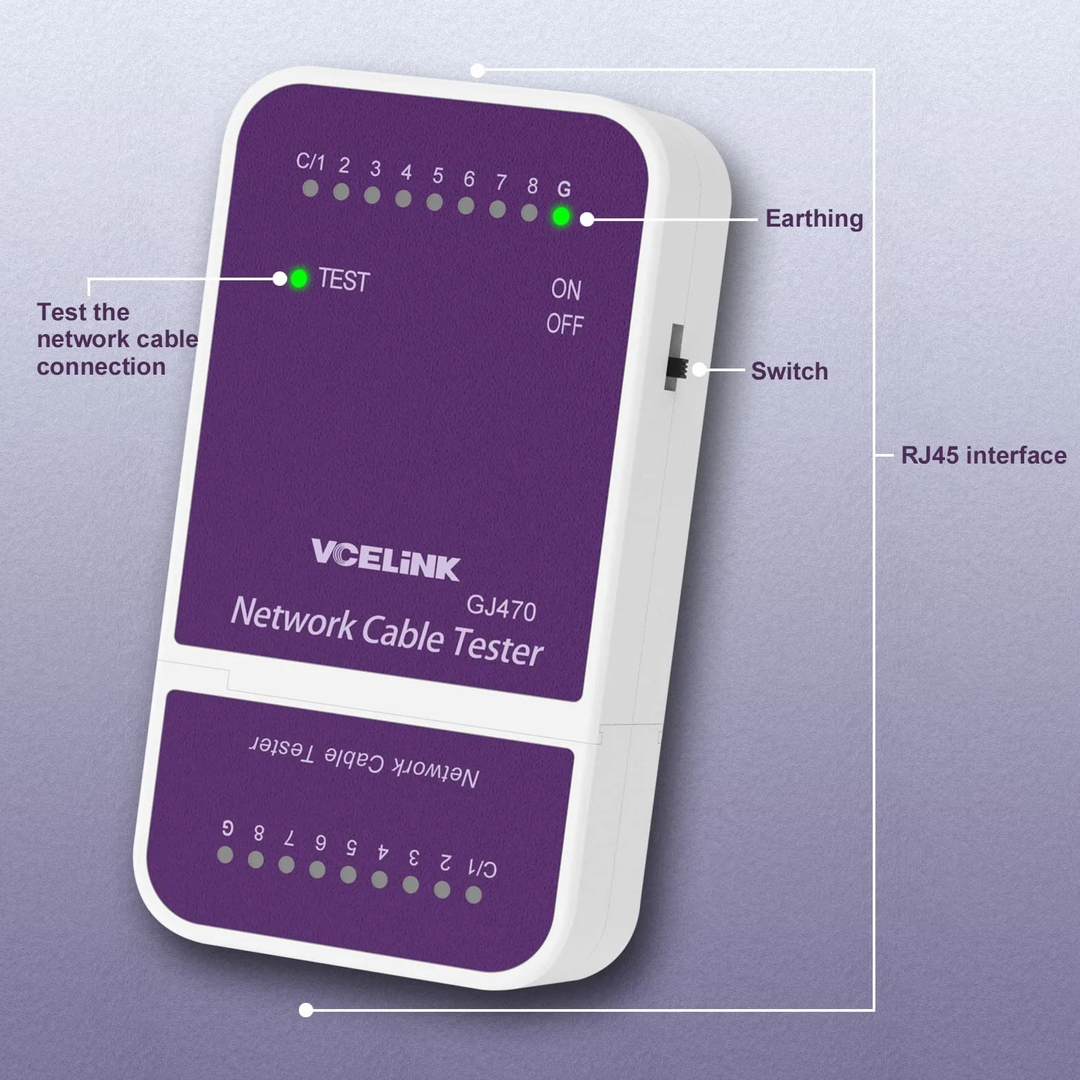 VCELINK RJ45 Comprobador Tester, de LAN Ethernet Cables Tester, para Patch Cables para Cat6 Cat6a Cat5 Cat5e Cat7 Cat8 Cable (batería no incluida)