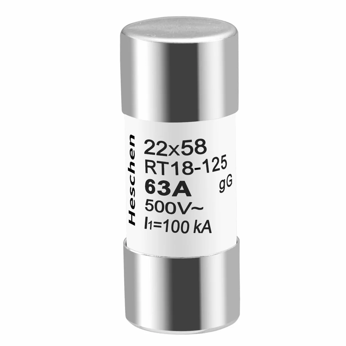 Heschen Eslabón fusible de tubo cerámico cilíndrico RT18-125(RO17) 22x58mm 63A 500VAC gG 5 Unidades