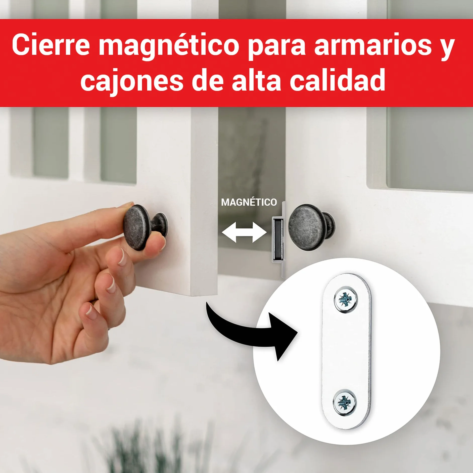 LouMaxx Cierre magnético fuerte 8 unidades blanco 4 kg para puertas armarios muebles