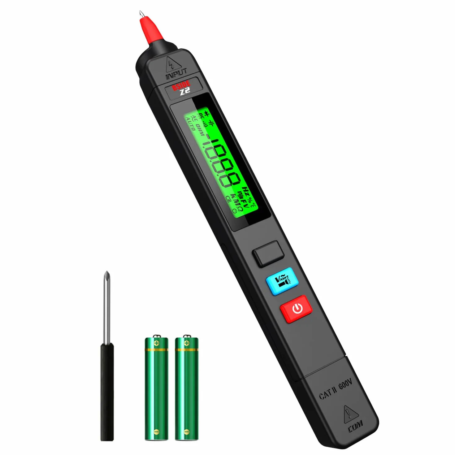 BSIDE Z2 Detector de Electricidad Sin Contacto Bolígrafo Probador de Voltaje AC 12-300V con Zumbador y Alarma Visual Medidor de Fugas Electricas Unipolar con Linterna y Batería para Casa