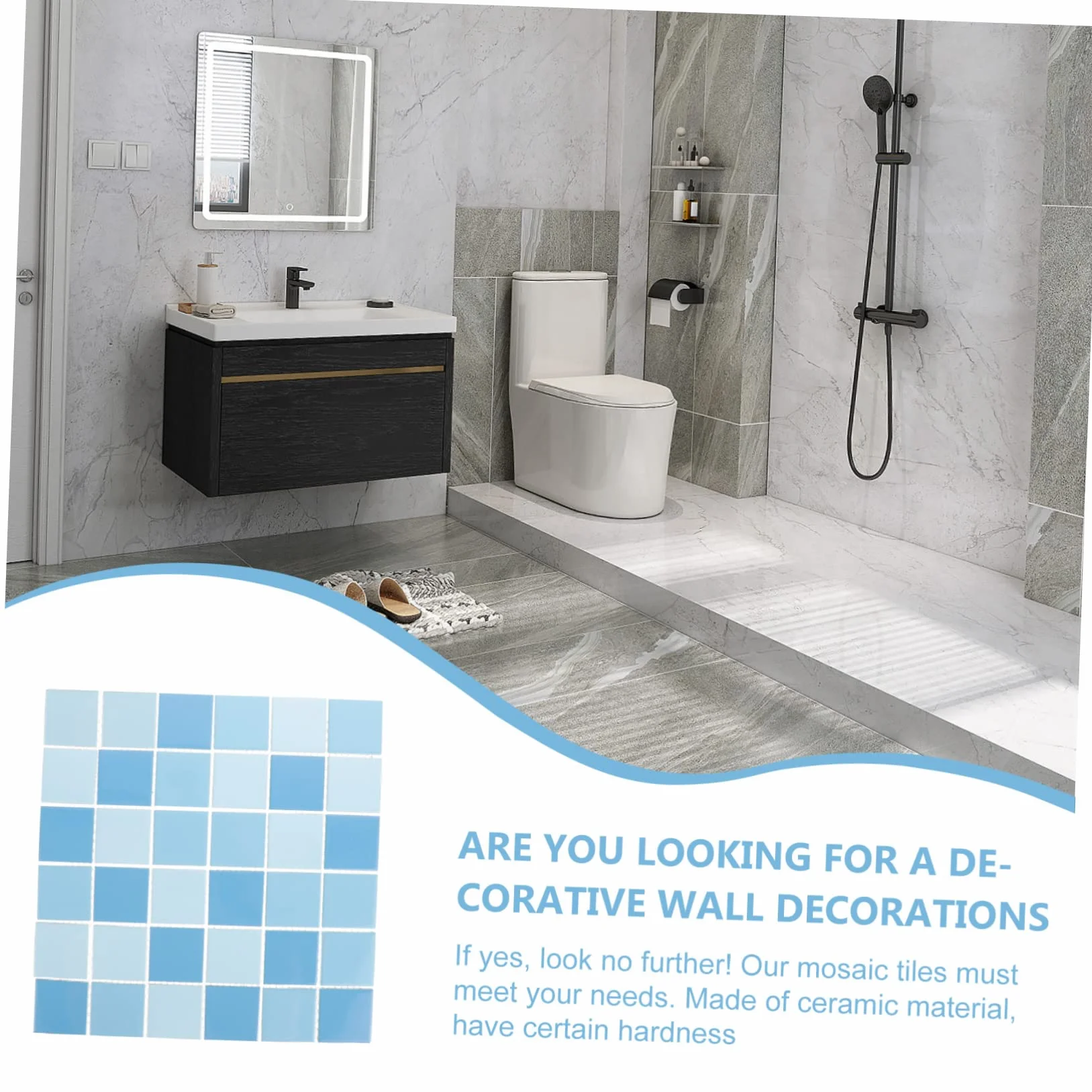 Azulejos de Cerámica para Piscina 30x30 cm Azul Claro Mosaico Decorativo Resistente Exteriores 1 M²