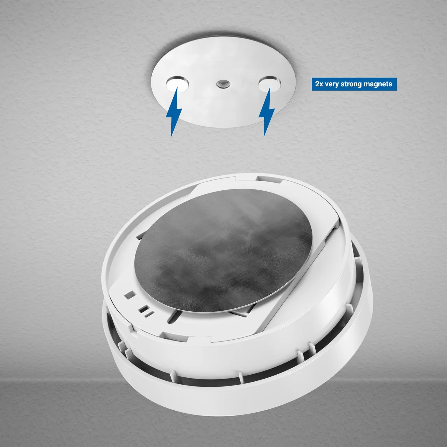 deleyCON 4 Pieza Soporte Magnético para Detector de Humo 65 mm Diámetro