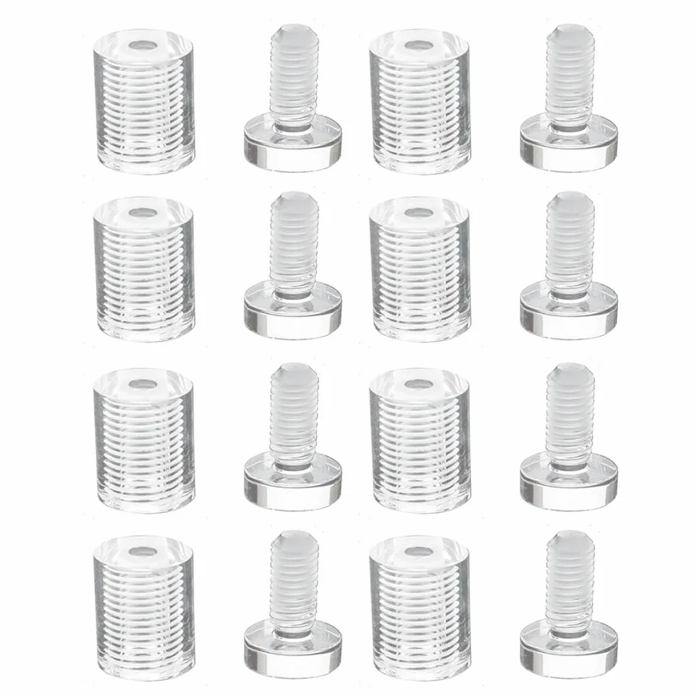 Paquete de 16 separadores de señal de acrílico transparente, tornillos de montaje de señal de 25 x 25 mm, soportes de paneles de publicidad montados en la pared para marcos de imágenes, pósters