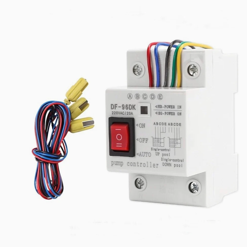 Interruptor Controlador de Nivel de Agua Automático DF-96D 20A para Sensor de Detección de Nivel de Líquido de Tanque de 220V Interruptor de Control de Bomba de Agua con Sonda (with Switch)