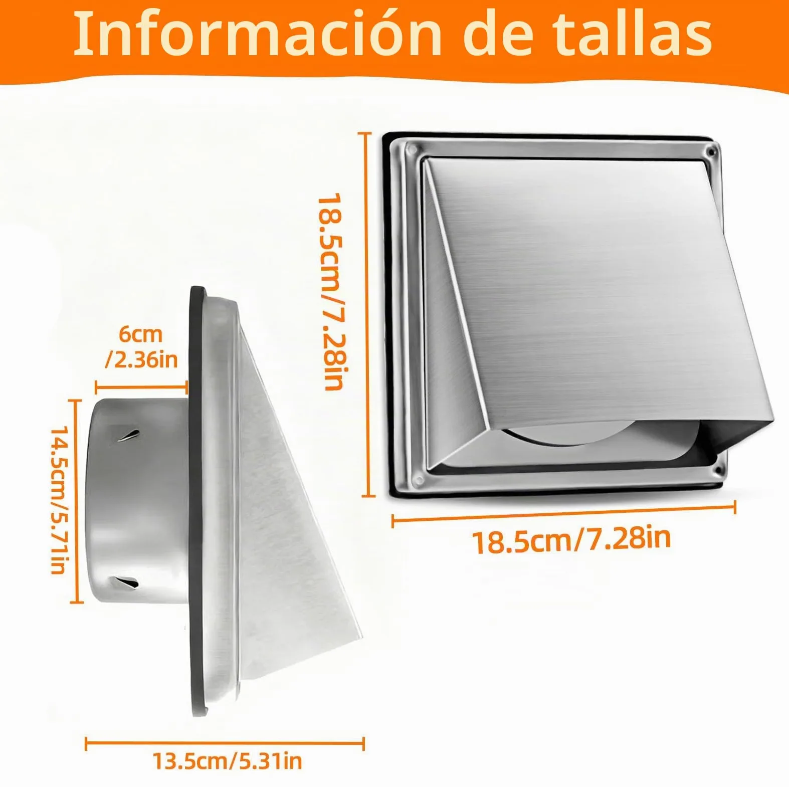 rejilla de ventilación de acero inoxidable de Φ150 mm, con red a prueba de insectos, rejilla de ventilación de conducto circular adecuada para conductos del sistema de ventilación mecánica