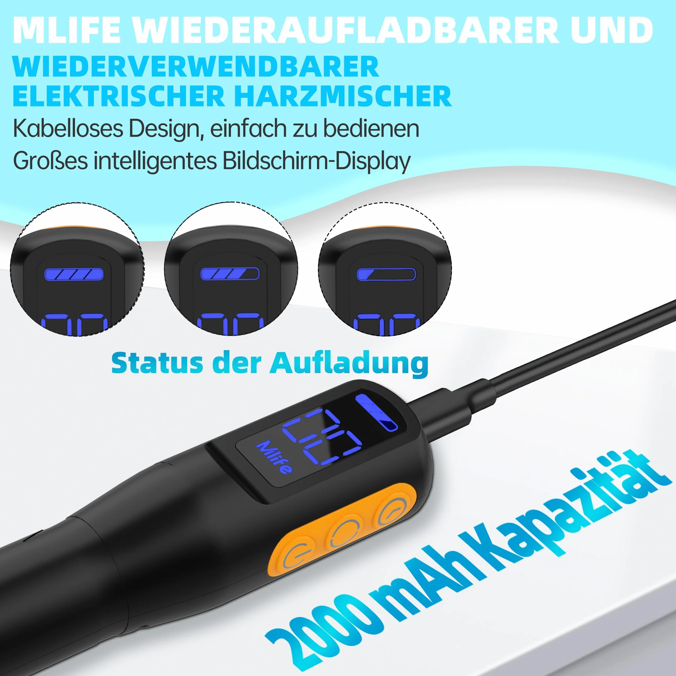 Mlife Mezclador de Resina Mejorado, Agitador Eléctrico de Resina Epoxi, Mezclador de Pintura y Mezclador Temporizado de Resina Epoxi para Resina Epoxi, Mezclado de Silicona, Moldes de Resina(Negro)