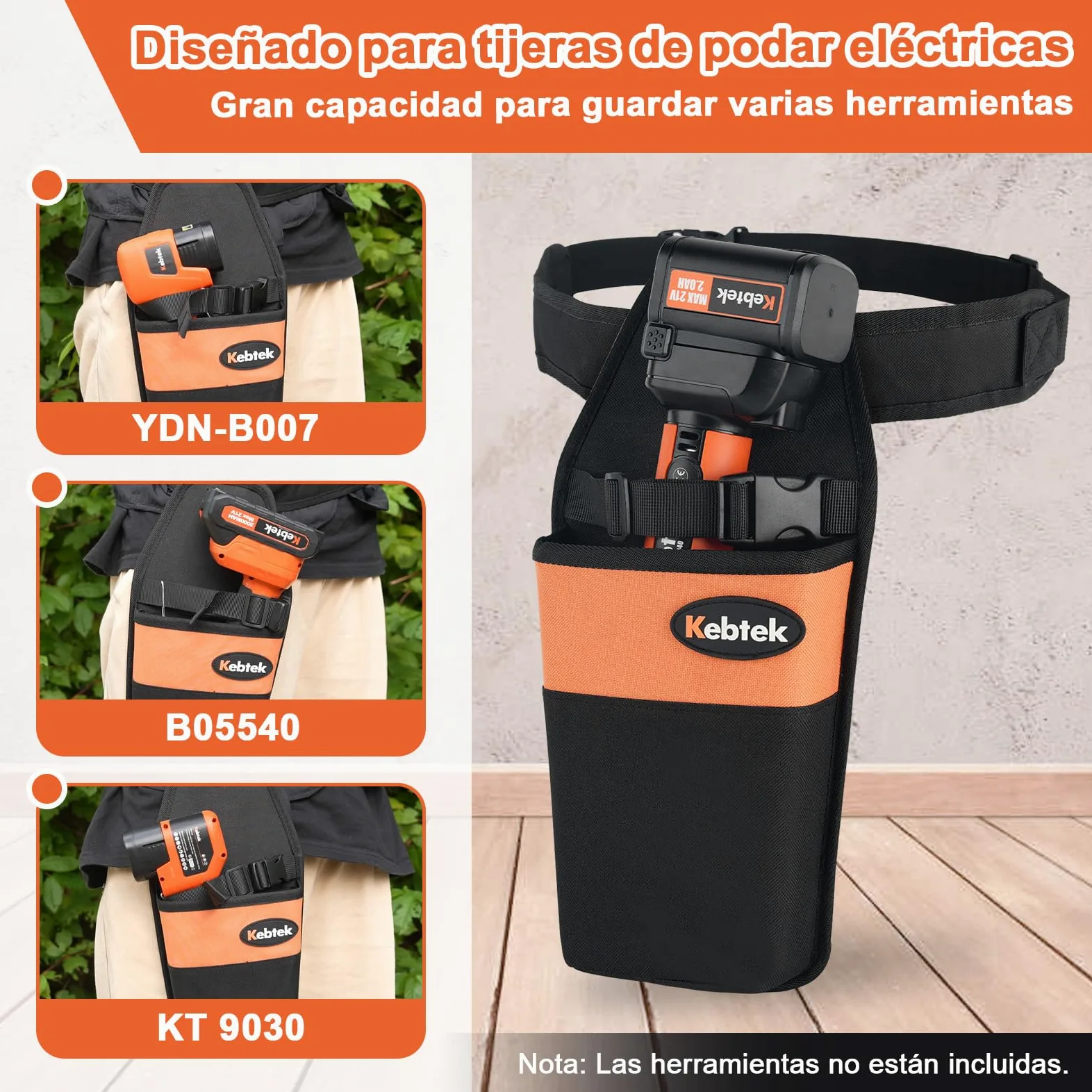 Kebtek Bolsa de Herramientas Duradera para Tijeras de podar, versión más Gruesa, Forro de plástico, Funda de podadora añadida con cinturón Ajustable de liberación rápida y Hebilla magnética de