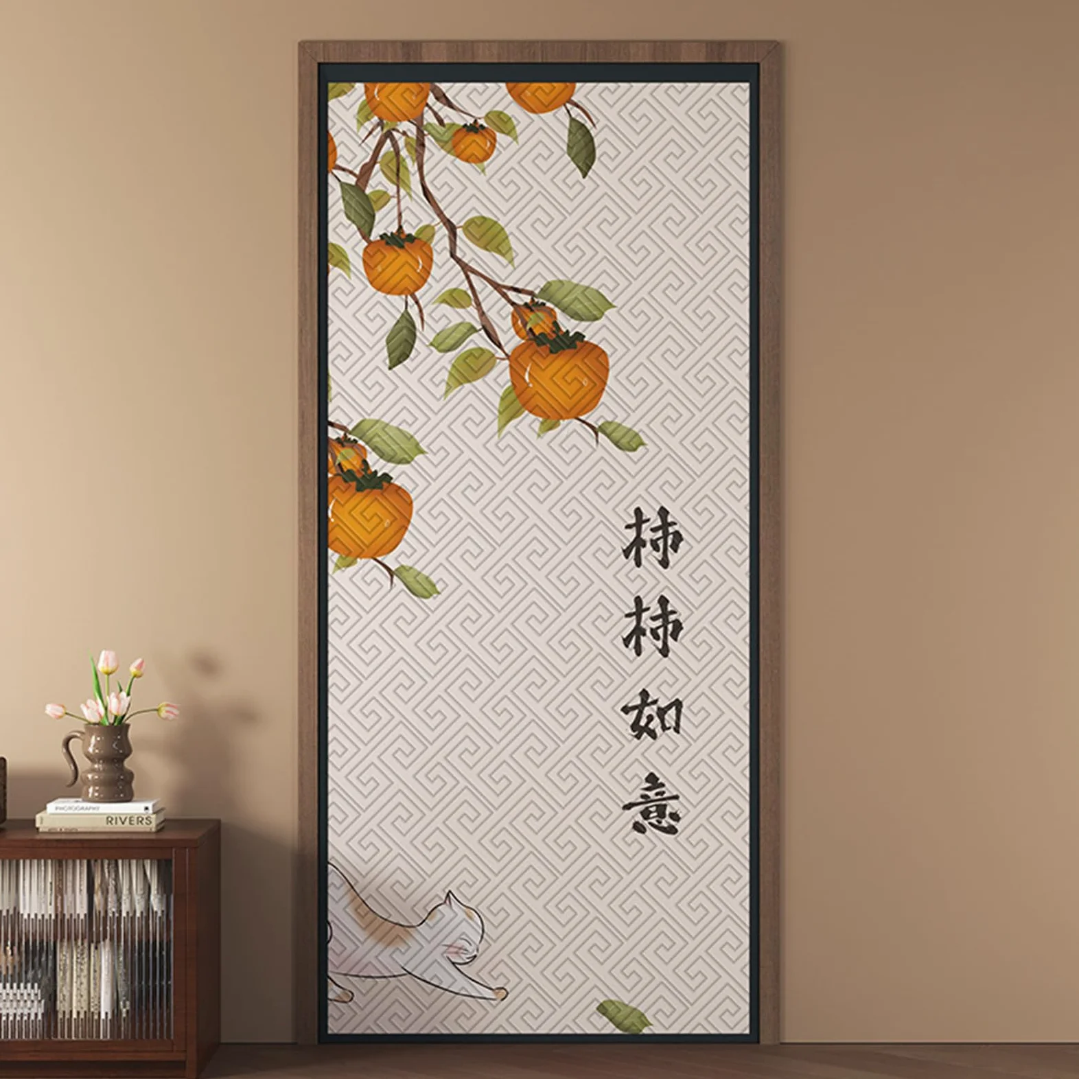 Surwin Cortina de Puerta Aislante Térmica, Invierno Cortina Termica Aislante Frio y Calor Cortina de Puerta con Aislamiento Acustico para Exterior Interior (90 * 210cm,Caqui)