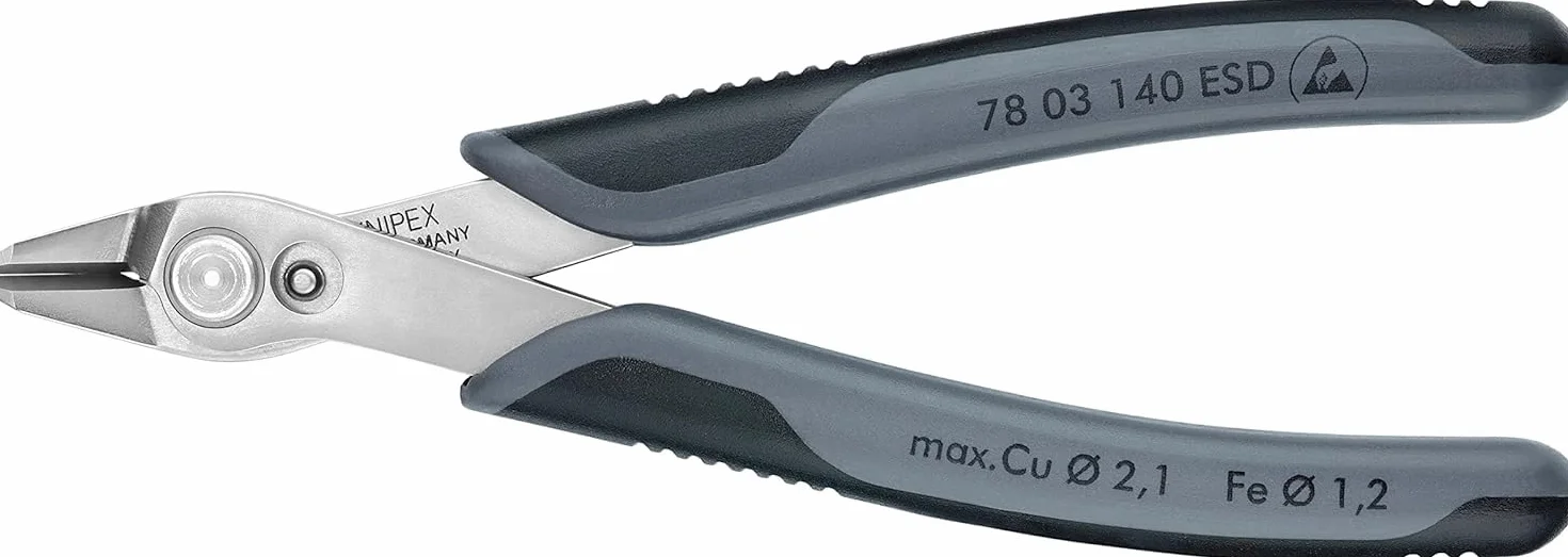KNIPEX Electronic Super Knips XL ESD con cartulinas autoservicio con mangos multicomponente 140 mm, 78 03 140 ESDSB