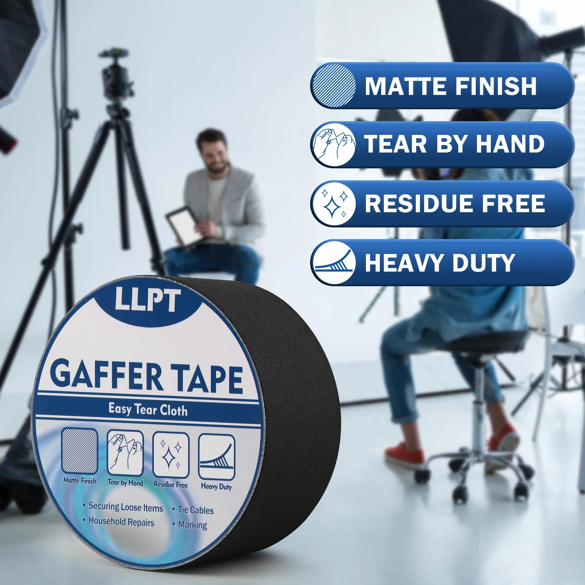 LLPT Cinta Adhesiva Resistente Blanco | Cinta de Aluminio Blanco |Cinta de Tela Resistente,Adhesiva e Impermeable | Para Reparar,Fijar,Reforzar y Sellar(PGT532P2WT) | 2 paquetes | 50 mm x 32 m